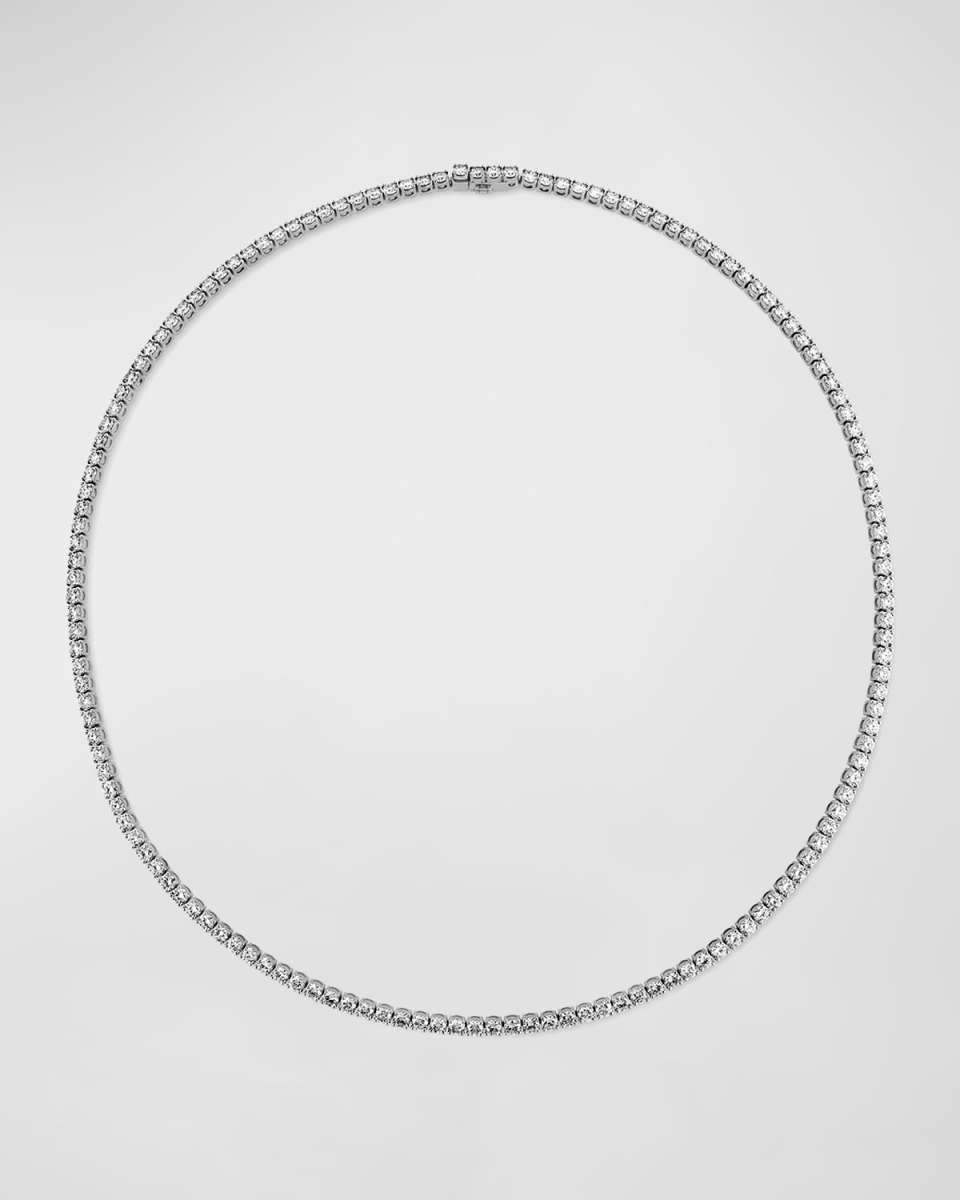 18k White Gold Diamond Straight Line Necklace, 16.5"L, 9.85-10.22tcw