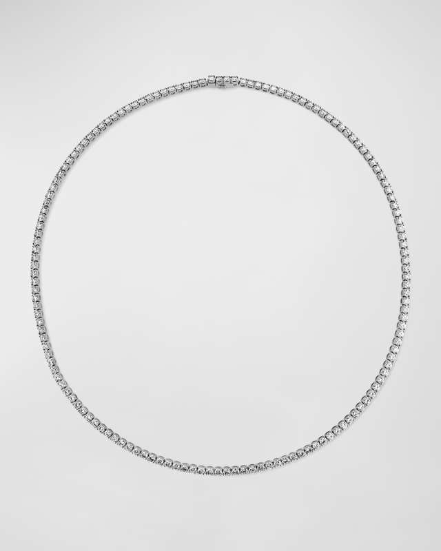 18k White Gold Diamond Straight Line Necklace, 16.5"L, 9.85-10.22tcw