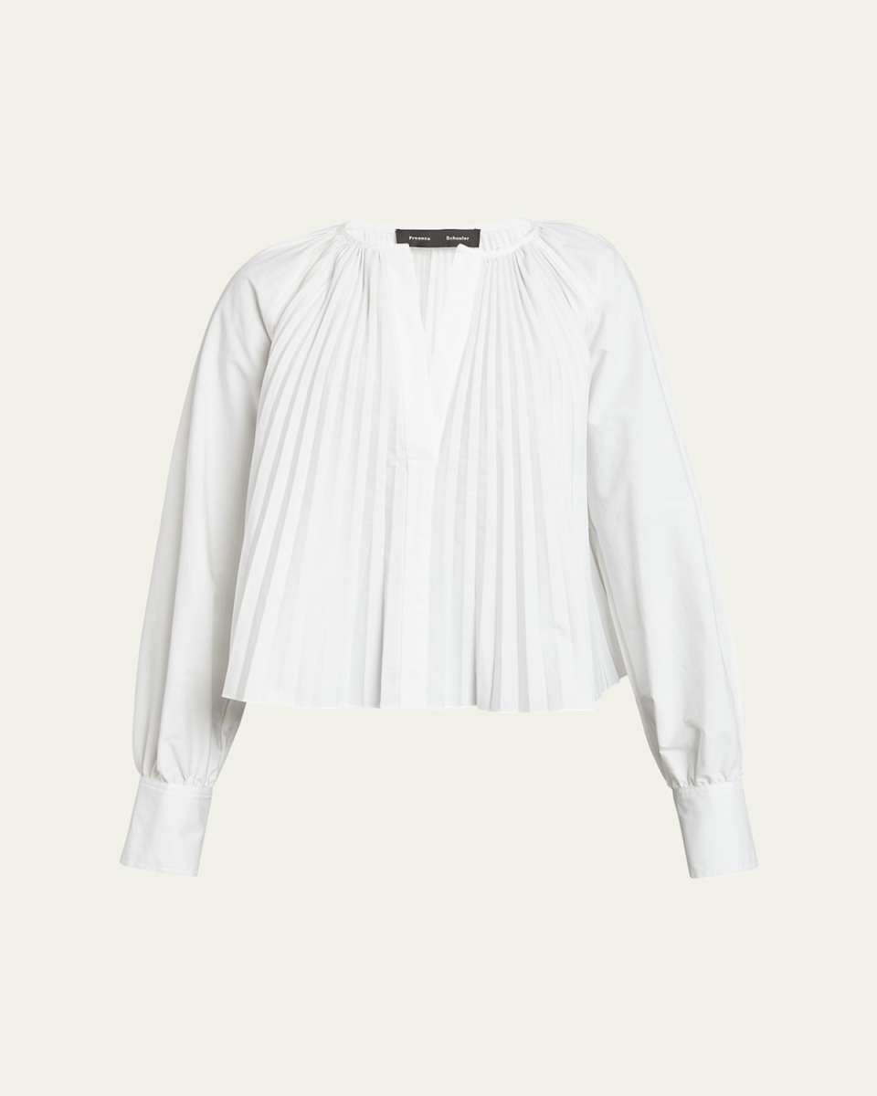 Monica Compact Poplin Pleated Blouse