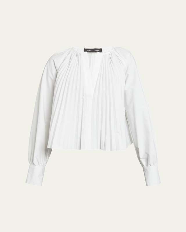 Monica Compact Poplin Pleated Blouse