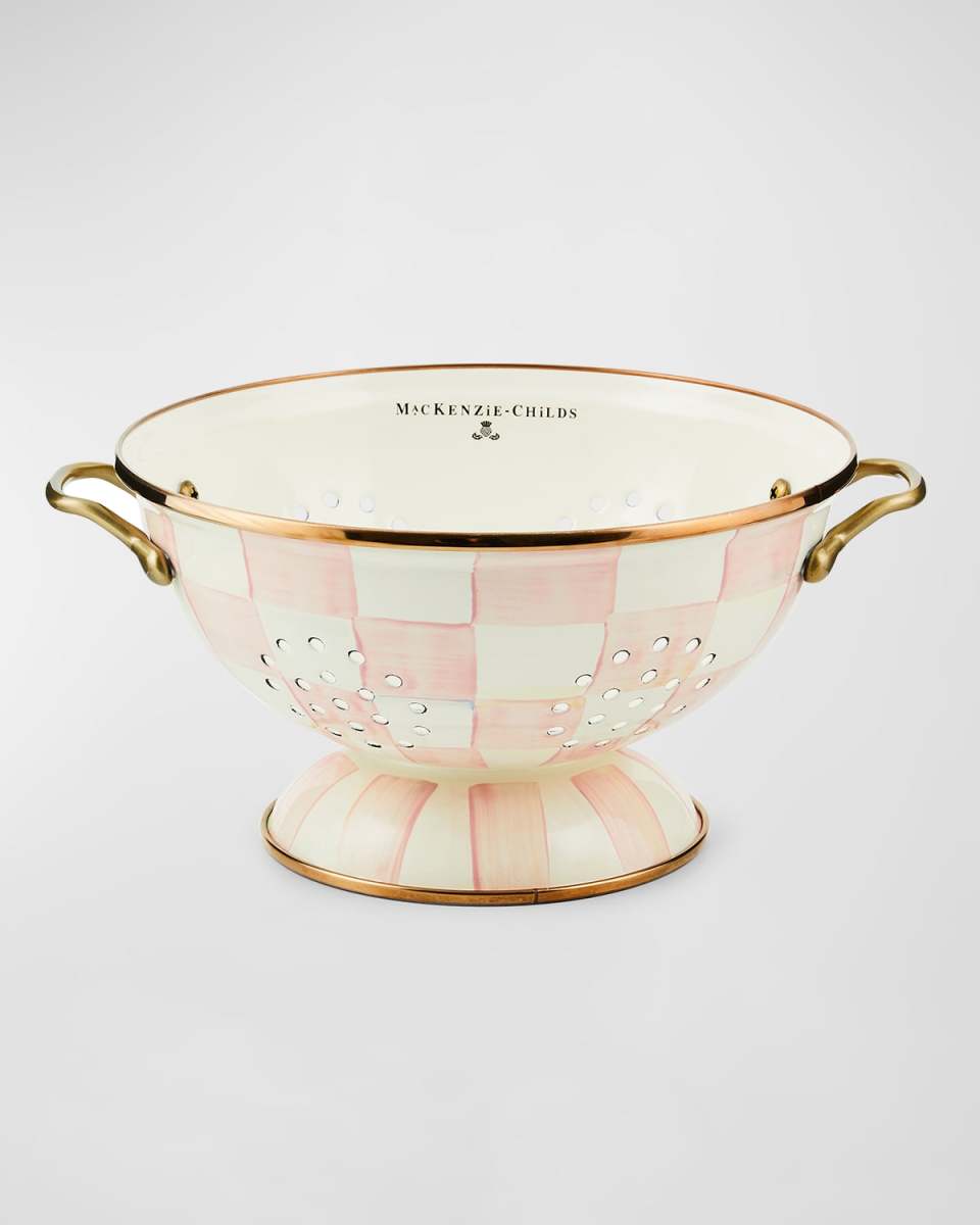 Rosy Check Enamel Colander, Large