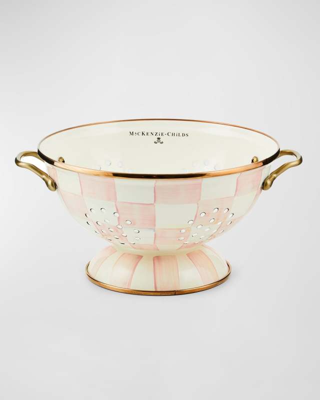 Rosy Check Enamel Colander, Large