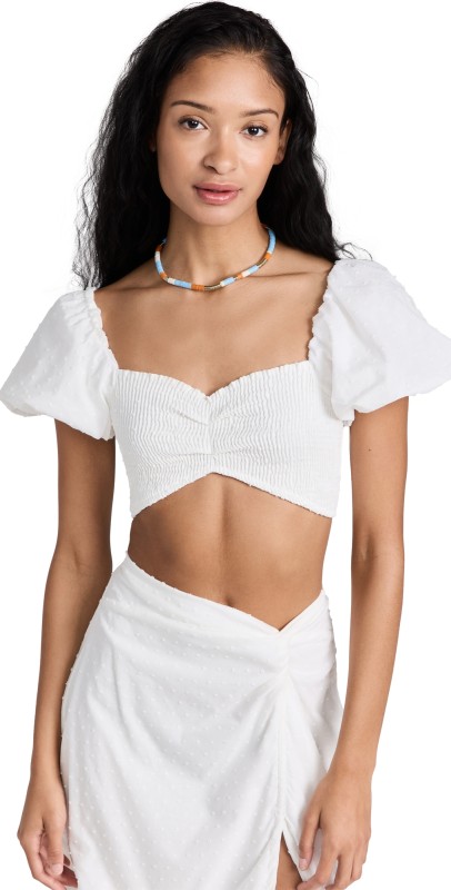 Peixoto Louisa Crop Top White Lotus