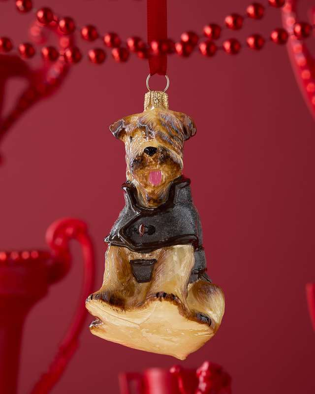 Wheaten Terrier W/ Gray Peacoat Christmas Ornament