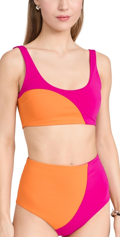 MARA HOFFMAN Lira Bikini Top Pink & Orange