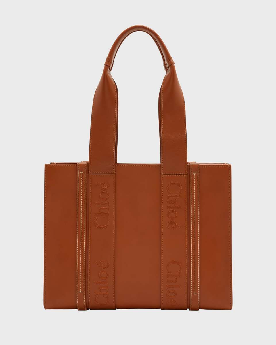 Woody Medium Tote Bag in Leather
