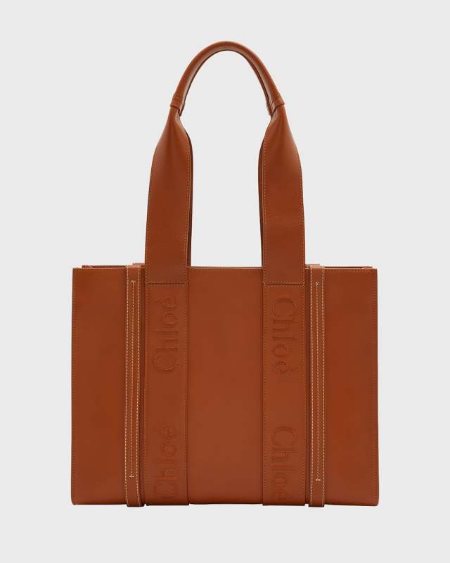 Woody Medium Tote Bag in Leather