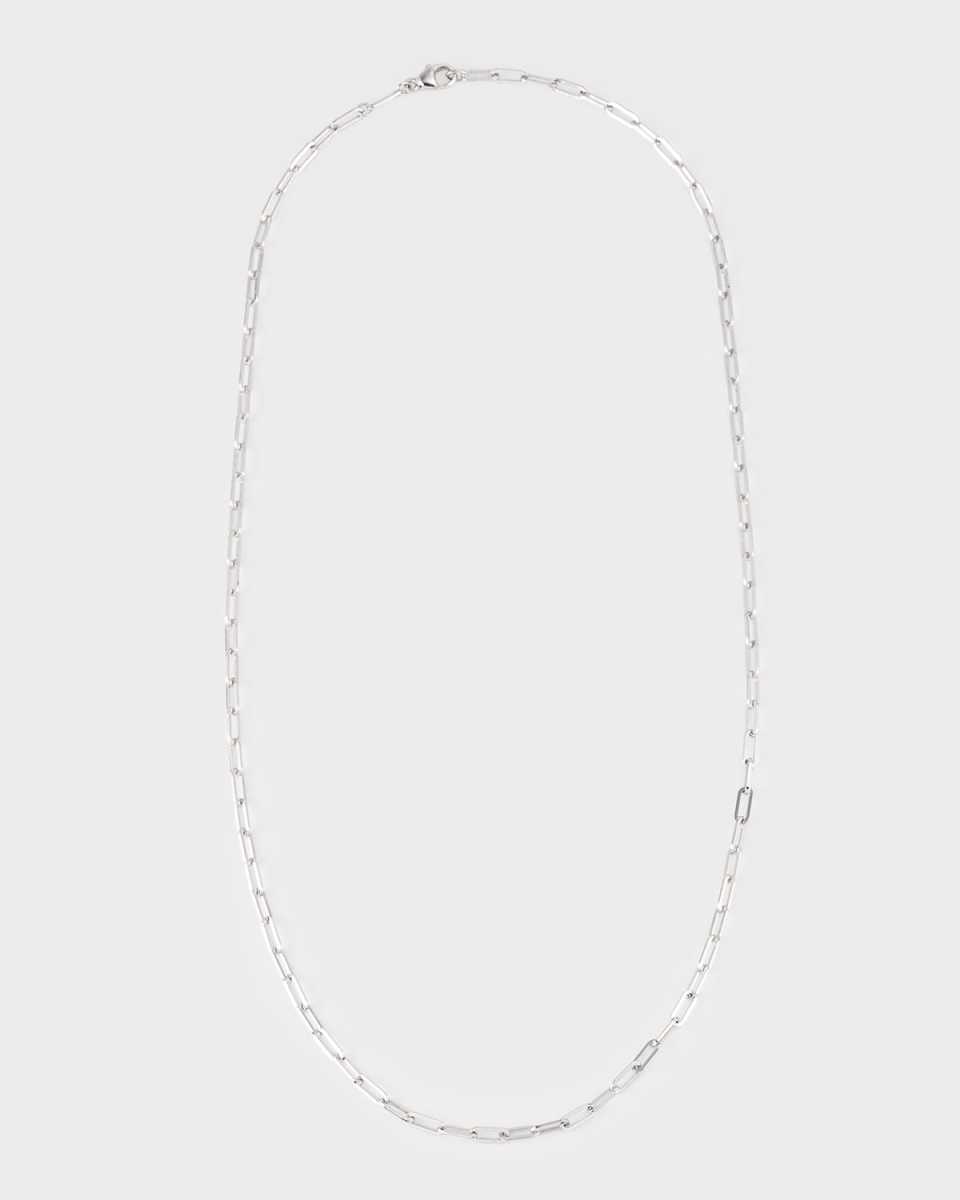Golden Dreams 18K White Gold Petite Paper Clip Chain Necklace