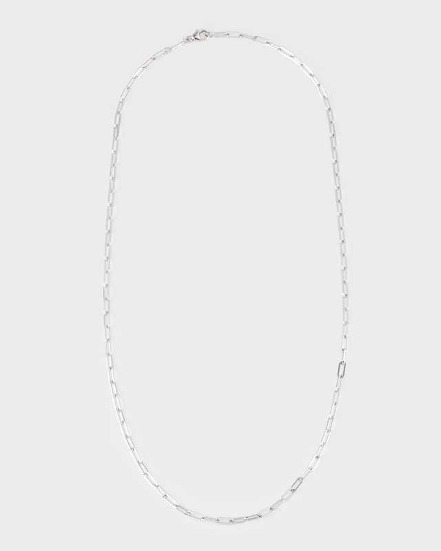 Golden Dreams 18K White Gold Petite Paper Clip Chain Necklace