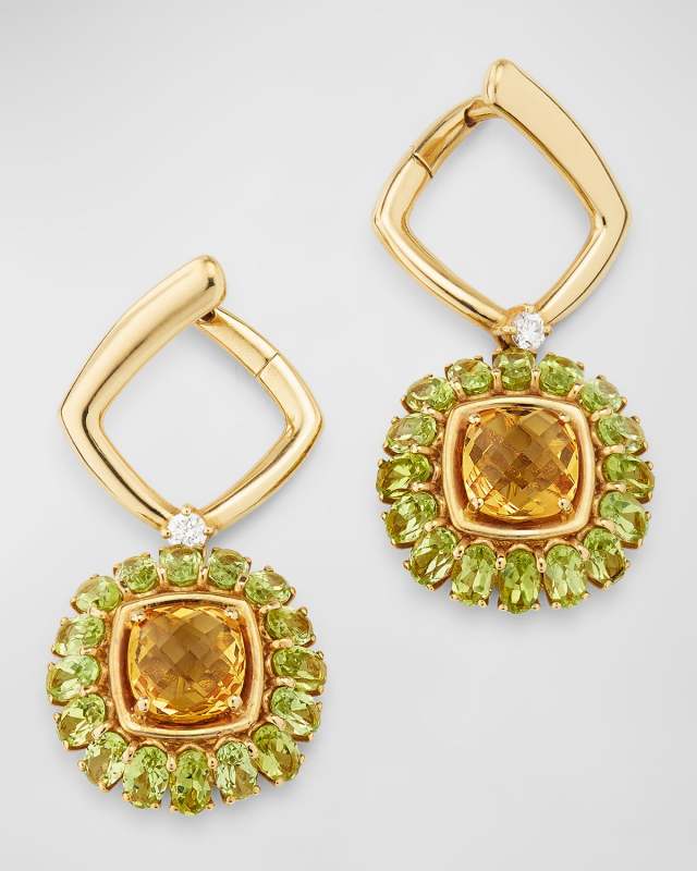 Procida 18K Yellow Gold Citrine, Peridot, and Diamond Earrings