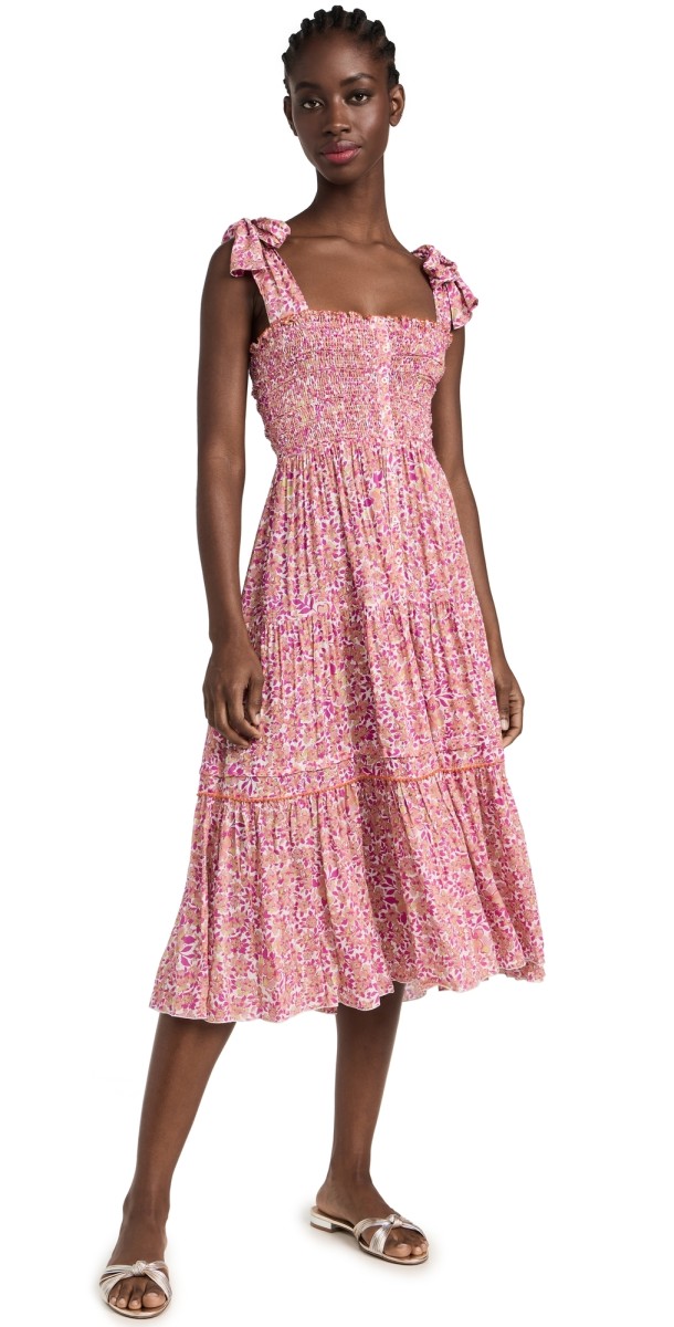 Poupette St Barth Triny V Maxi Dress Pink Net