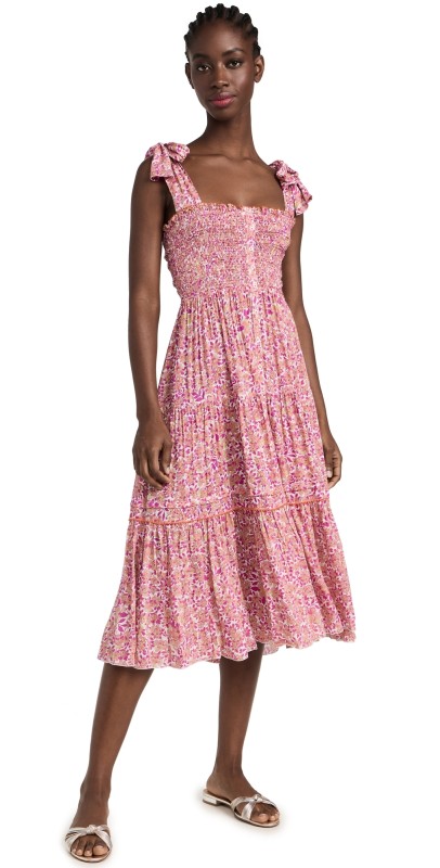 Poupette St Barth Triny V Maxi Dress Pink Net
