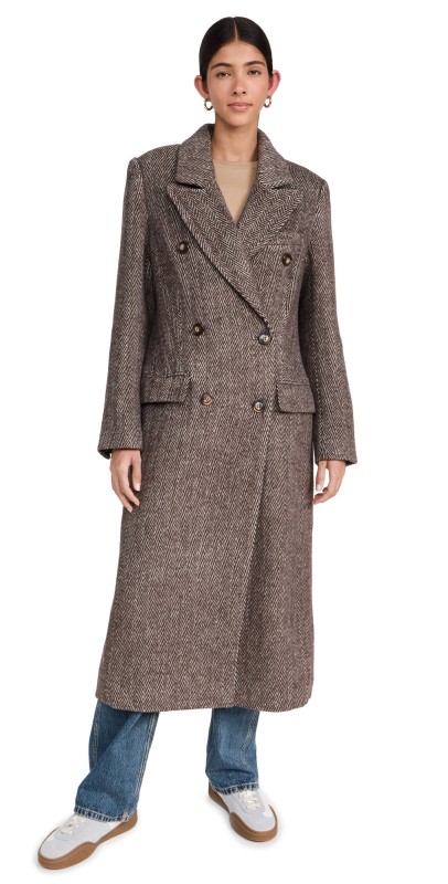 ASTR the Label Morana Coat Brown Herringbone