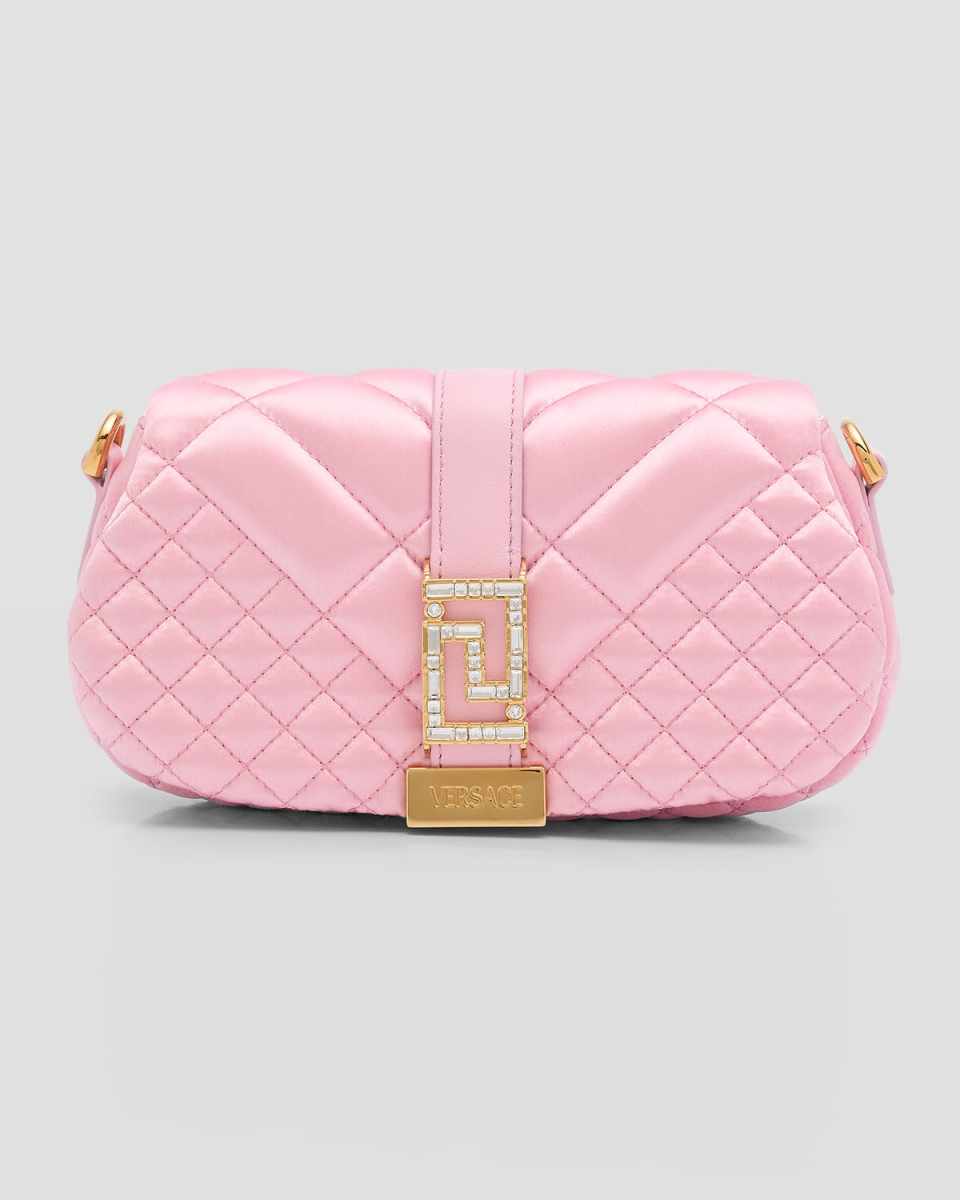 Greca Goddess Mini Quilted Satin Shoulder Bag