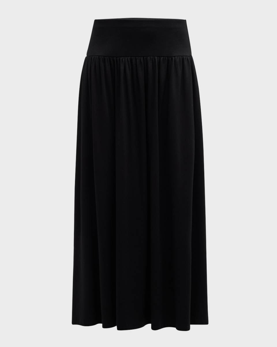 Gathered Jersey Midi Skirt
