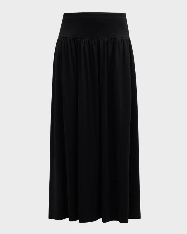 Gathered Jersey Midi Skirt