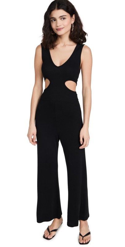 LNA Rowan Rib Jumpsuit Black