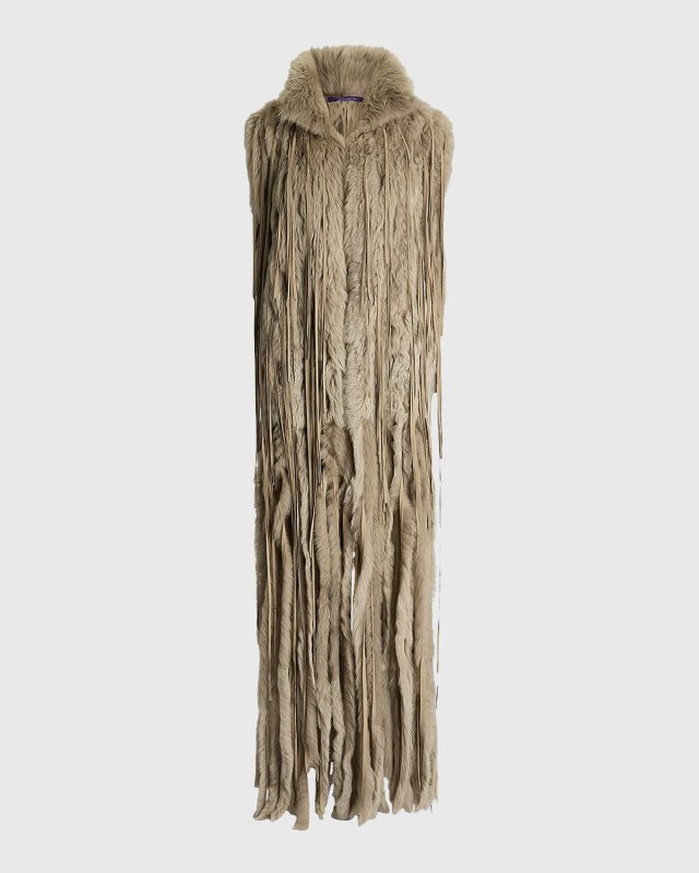Jaquelin Fringe-Trim Shearling Vest