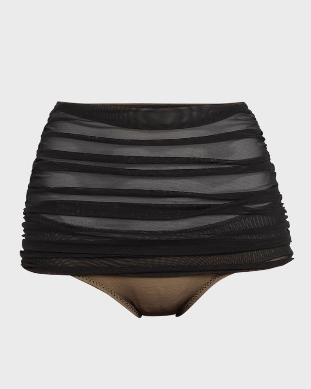 Bill Shirred Mesh High-Waist Bikini Botto
