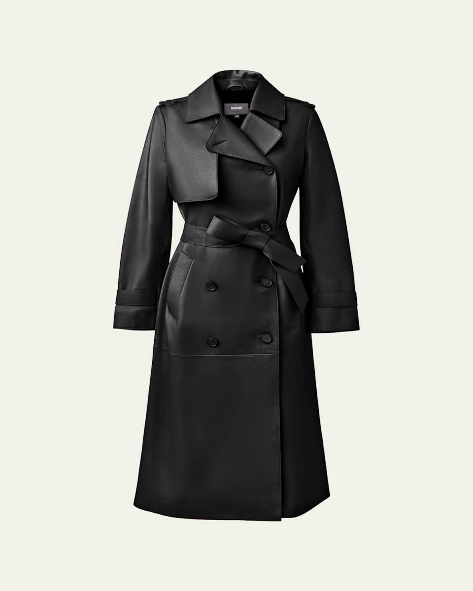 Gael Belted Leather Trench Coat
