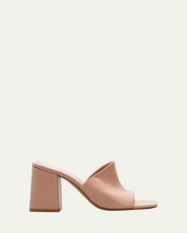 Wynn Lambskin Block-Heel Mule Sandals
