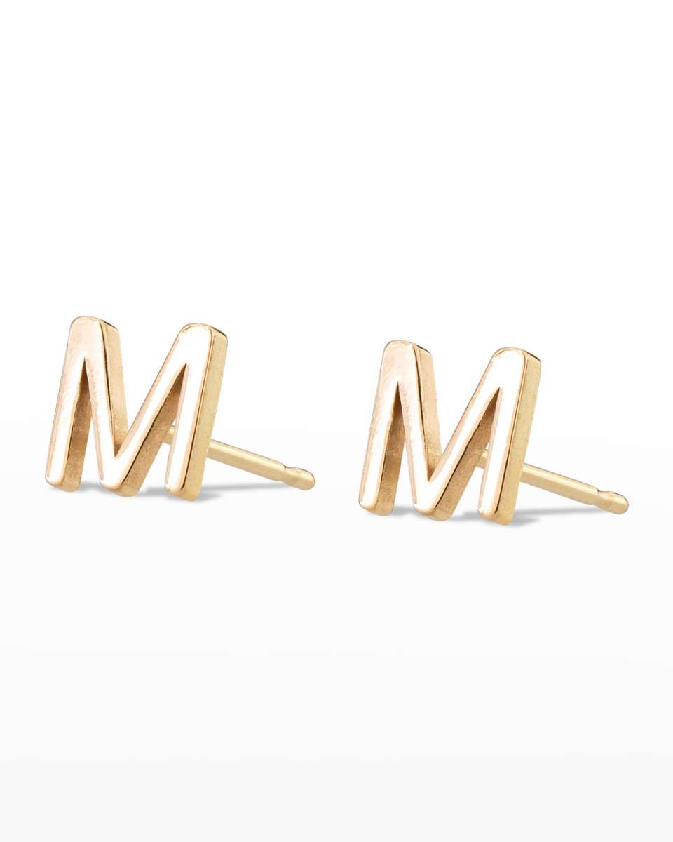 Yellow Gold Mini Initial Earring