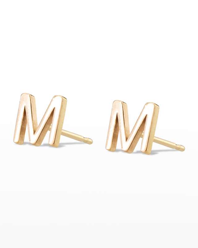 Yellow Gold Mini Initial Earring