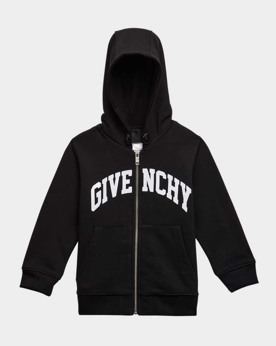 Boy's Curved Logo-Print Hoodie, Size 4-