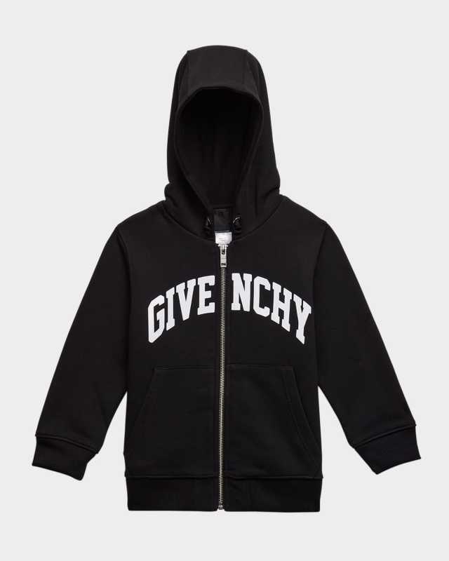 Boy's Curved Logo-Print Hoodie, Size 4-