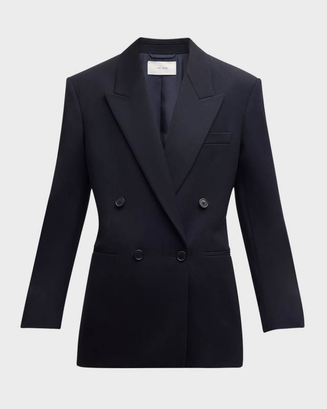Lela Oversized Wool Twill Double-Breasted Jacket