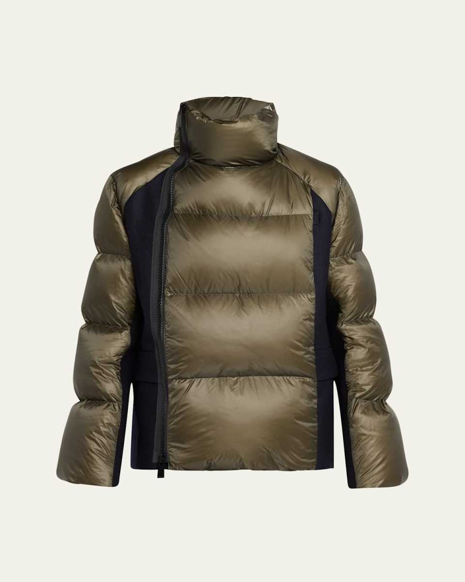 Layered Blazer Puffer Hybrid Wool Jacket