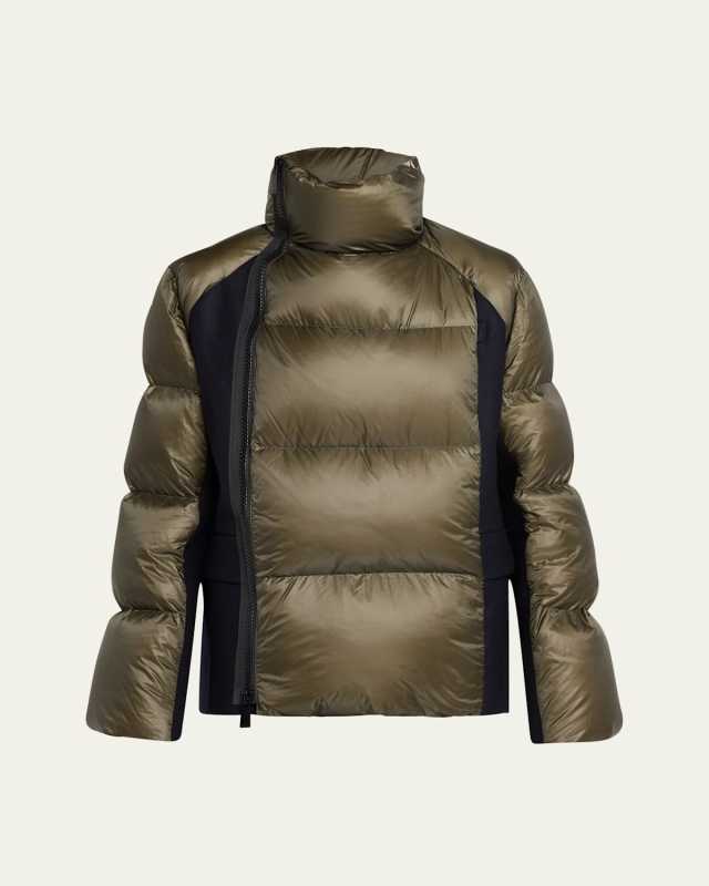 Layered Blazer Puffer Hybrid Wool Jacket
