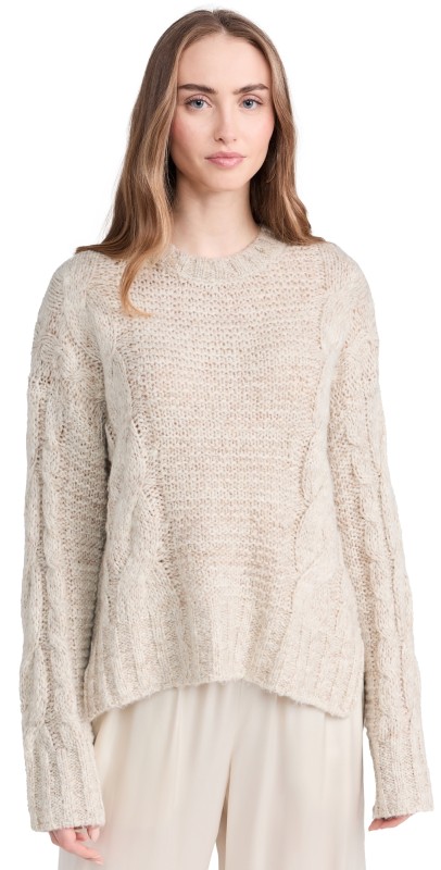 Splendid Splendid x Cella Jane Cable Knit Sweater Toast Marl
