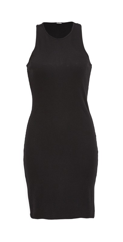 MONROW Rib Racer Tank Dress Black