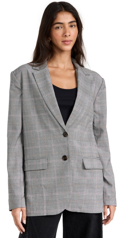 WAYF Plaid Blazer Grey Plaid