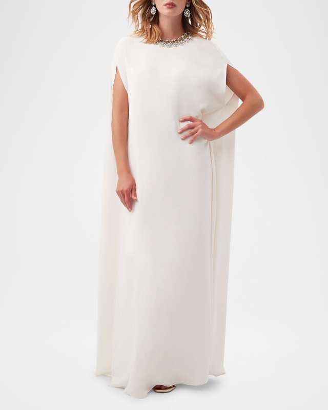 Masquerade 2 Jewel-Embellished Cape Gown