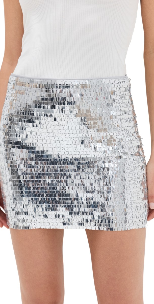 SIMONMILLER Dizzy Sequin Skirt Satellite Silver