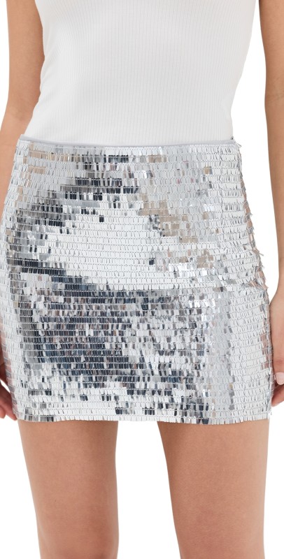 SIMONMILLER Dizzy Sequin Skirt Satellite Silver