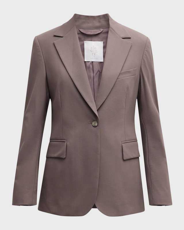 Single-Button Virgin Wool Blazer