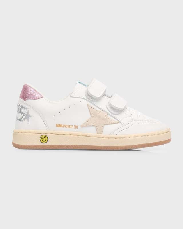 Girl's Ballstar Leather Dual-Grip Sneakers, Toddler/Kids