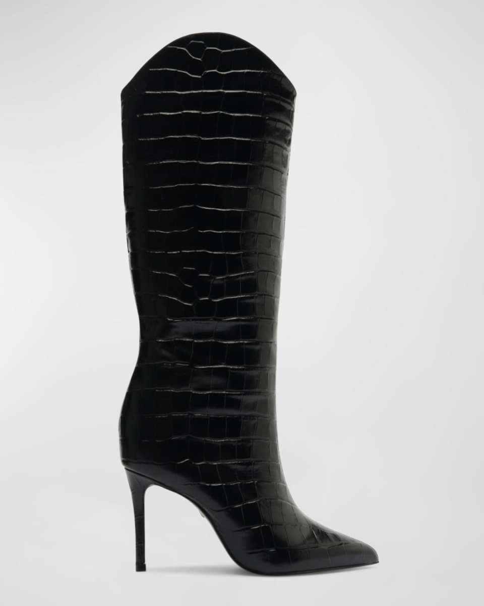 Maryana Croco Stiletto Tall Wide Boots