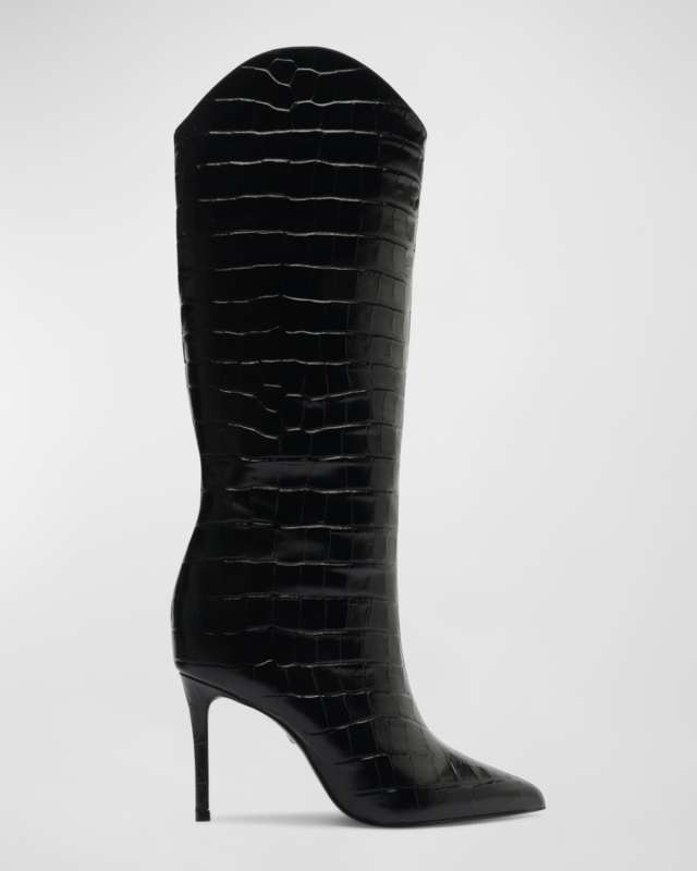 Maryana Croco Stiletto Tall Wide Boots