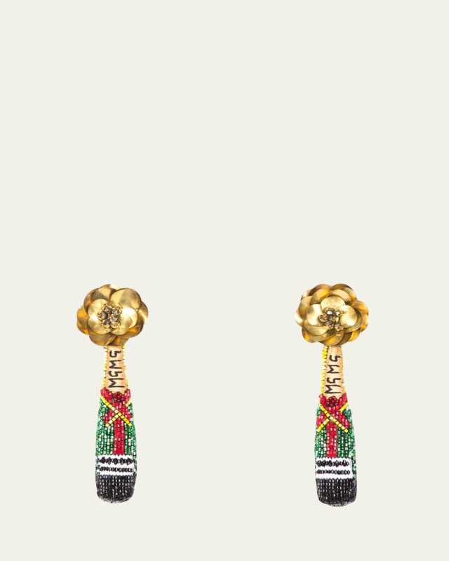Champagne Beaded Drop Earrings