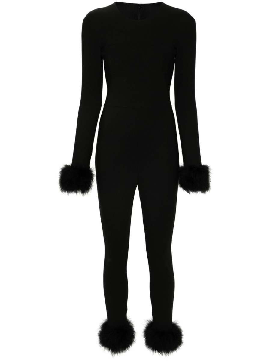 feather-trim jumpsuit