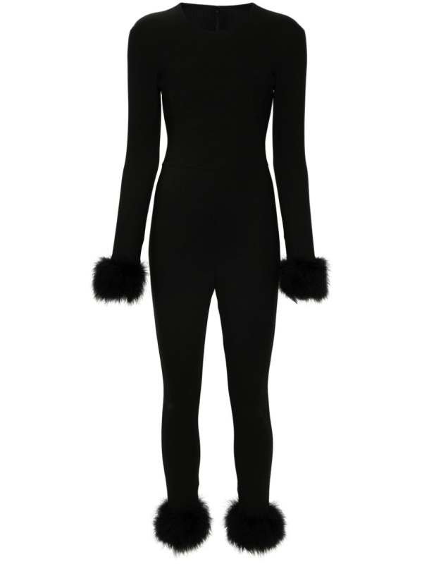 feather-trim jumpsuit