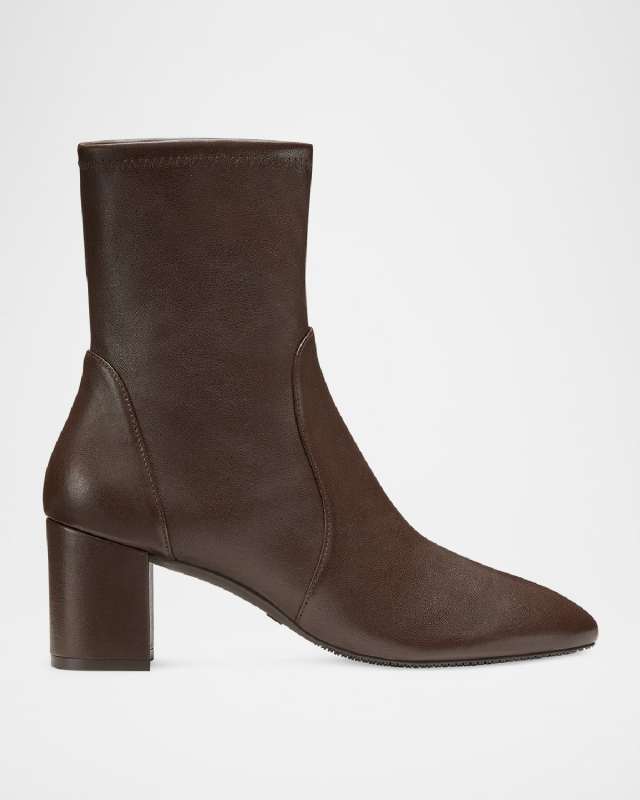 Yuliana Stretch Leather Ankle Booties
