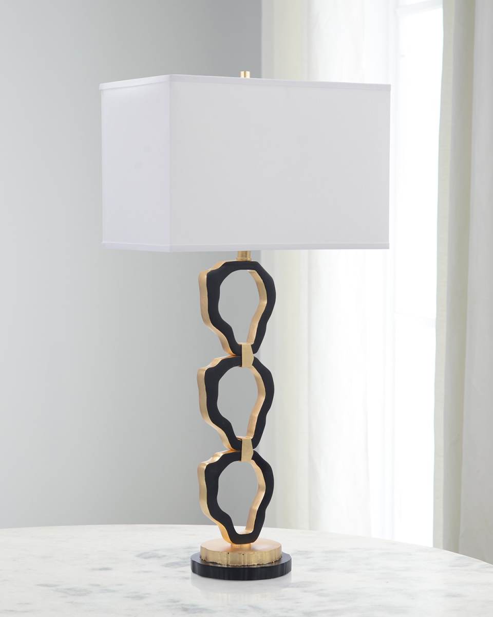 Organic Rings Black & Gold Leaf 37" Table Lamp