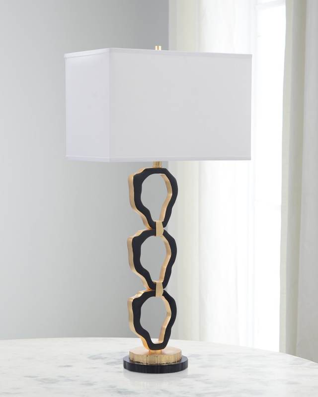 Organic Rings Black & Gold Leaf 37" Table Lamp