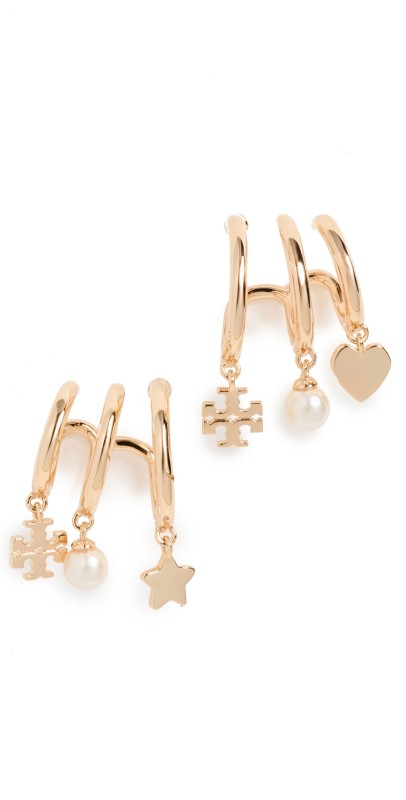 Tory Burch Kira Multi Hoop Earrings Tory Gold/Cream