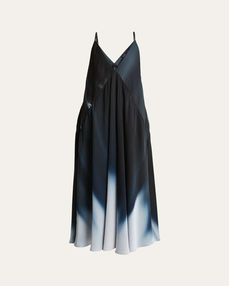 Torres Plunging Printed Viscose Gabardine Sleeveless Maxi Dress
